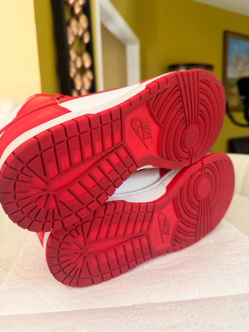 Nike Red and White High-Top Sneakers with Swoosh - Picture 9 of 9
